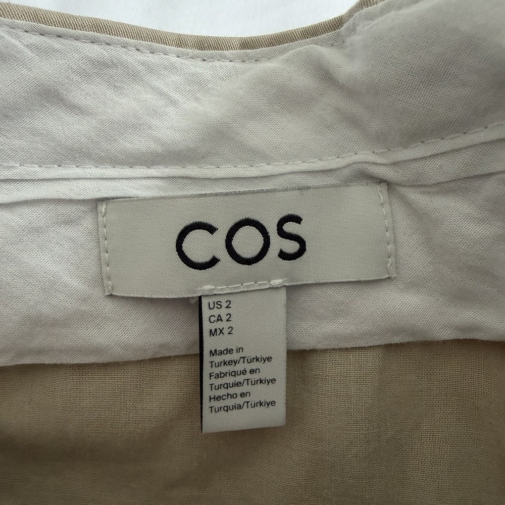 COS Pleated Wide Leg Pants Womens 2 26x28 Beige High Rise Cotton - Picture 6 of 8
